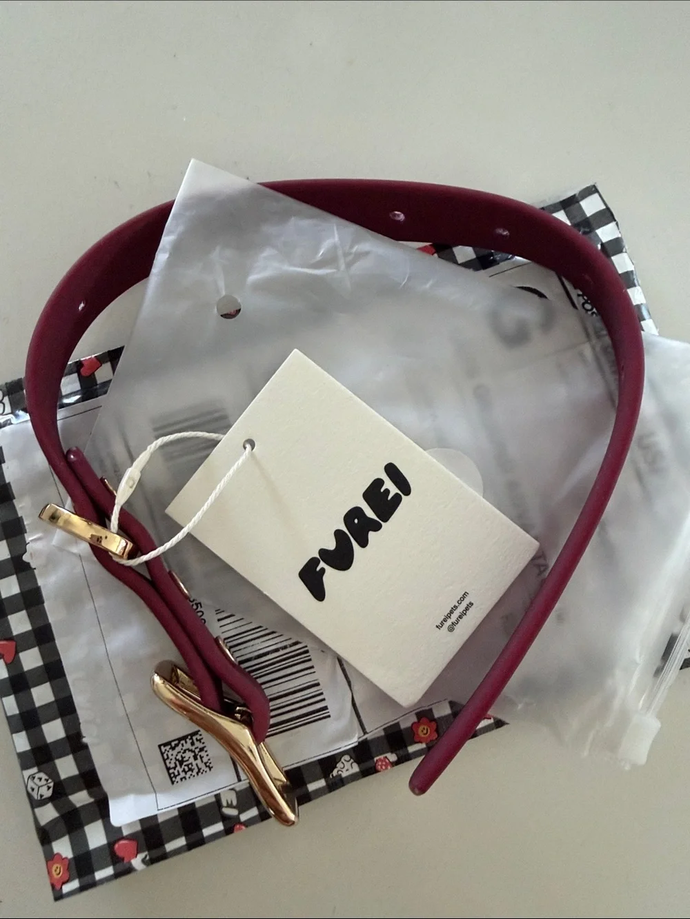 NWT Furei Pets Small Moodies Collar Burgundy
